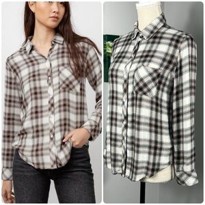 Rails Full Front Button HUNTER~IVORY COAL BLUSH Sz S